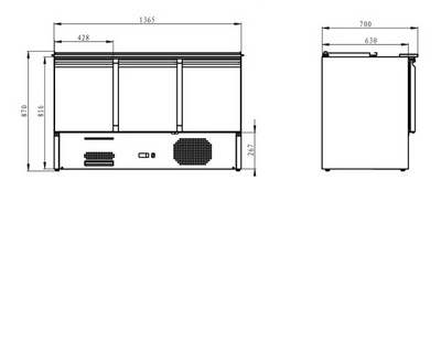 Saladette 3 Türen Inhalt 260 L 137 x 70